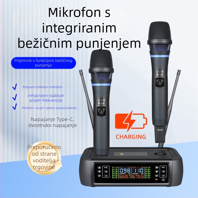 J170 profesionalni bežični mikrofon, sustav 1 na 2 za pozornicu, vjenčanja, nastupe, vanjski karaoke