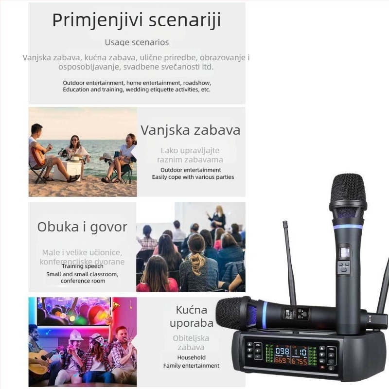 J170 profesionalni bežični mikrofon, sustav 1 na 2 za pozornicu, vjenčanja, nastupe, vanjski karaoke