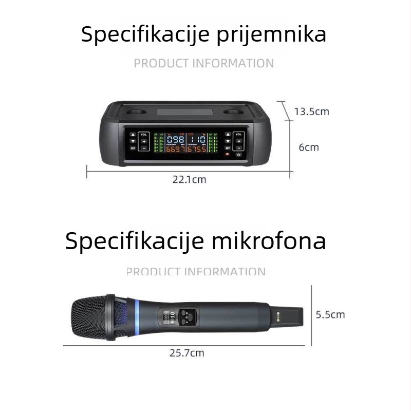 J170 profesionalni bežični mikrofon, sustav 1 na 2 za pozornicu, vjenčanja, nastupe, vanjski karaoke