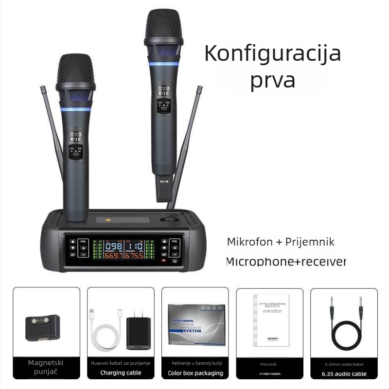 J170 profesionalni bežični mikrofon, sustav 1 na 2 za pozornicu, vjenčanja, nastupe, vanjski karaoke