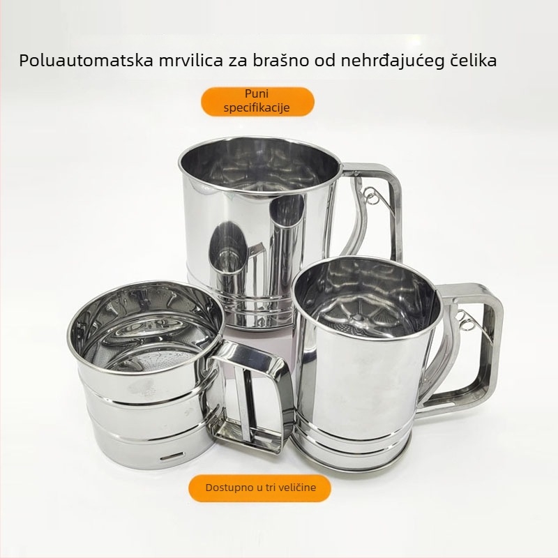 Nehrđajuće čelično sito za brašno s finom mrežom, ručno kuhinjsko sito
