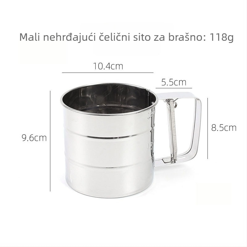 Nehrđajuće čelično sito za brašno s finom mrežom, ručno kuhinjsko sito