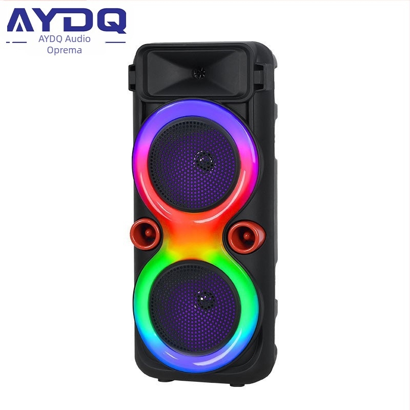 Bluetooth zvučnik s žičanim mikrofonom, dvostruki 8-inčni zvučnici, prenosni vanjski audio uređaj, 30W, Bluetooth 5.0, 40Hz–20kHz, SNR ≥70dB, ugrađena baterija 800–1000mAh