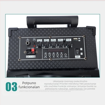 Vanjski Bluetooth zvučnik s drvenim kućištem, 100W, 2 zvučnika, Bluetooth 4.0, ugrađena baterija 2000-4000 mAh, 60 Hz-15 kHz