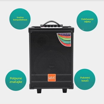 Vanjski Bluetooth zvučnik s drvenim kućištem, 100W, 2 zvučnika, Bluetooth 4.0, ugrađena baterija 2000-4000 mAh, 60 Hz-15 kHz