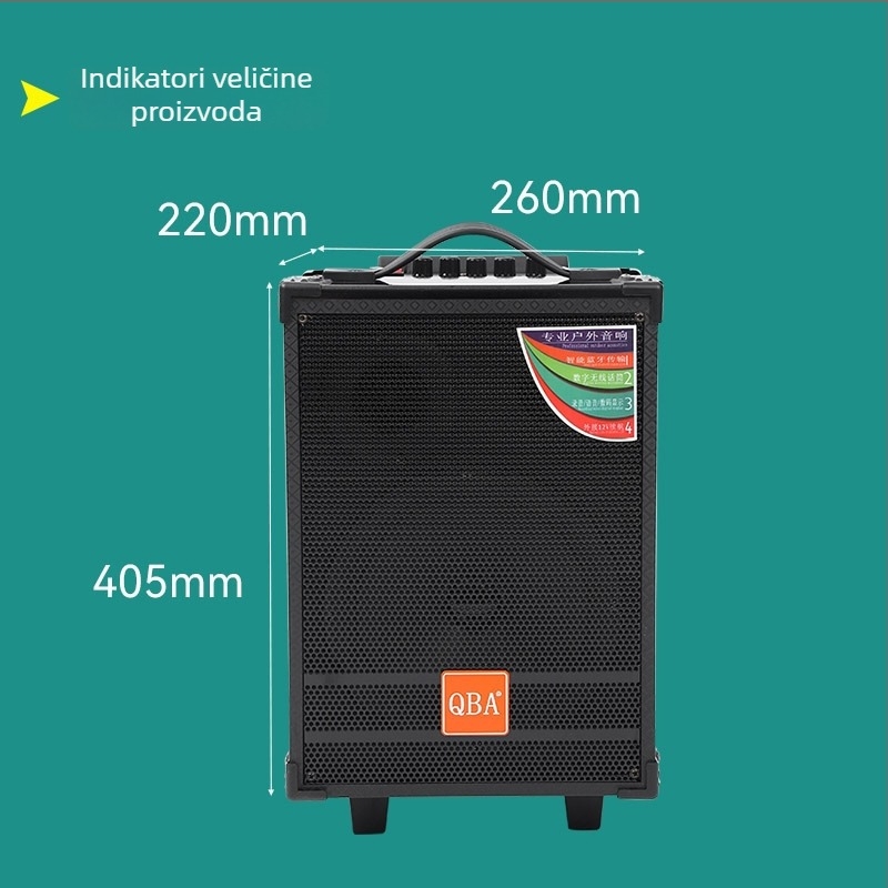 Vanjski Bluetooth zvučnik s drvenim kućištem, 100W, 2 zvučnika, Bluetooth 4.0, ugrađena baterija 2000-4000 mAh, 60 Hz-15 kHz