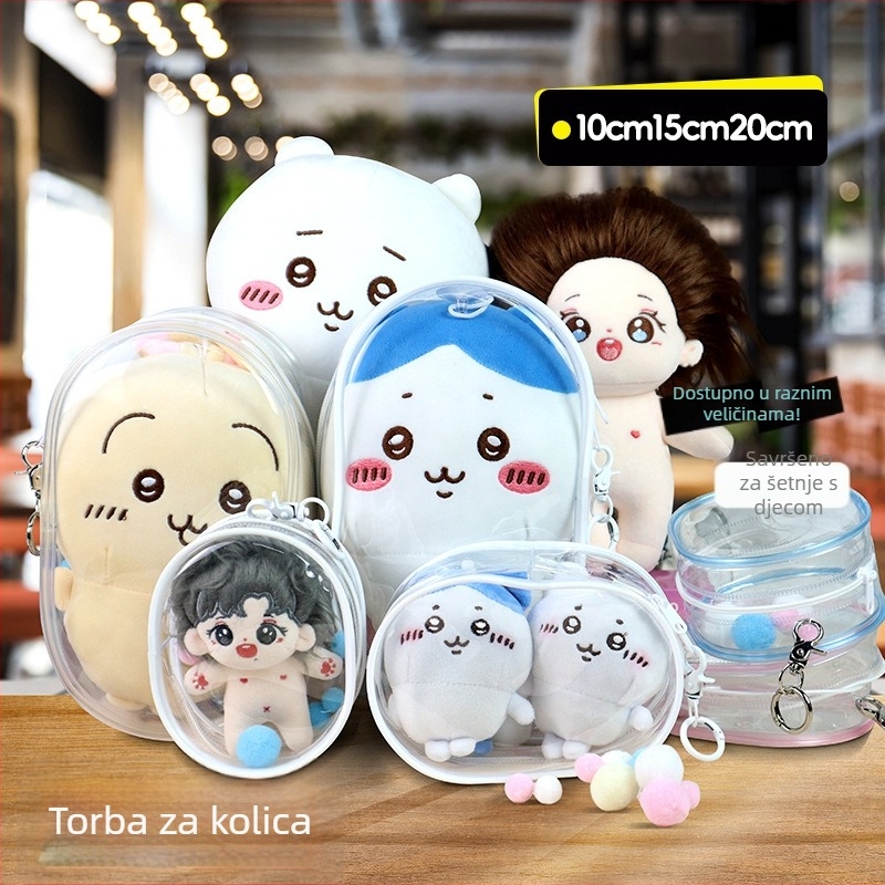 Prozirna PVC torbica za prikazivanje i pohranjivanje malih lutaka (10–20 cm) – prašinu štiti, viseći organizator