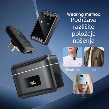 SX22 bežični lavalier mikrofon za uživo emitiranje, opseg 20 Hz–20 kHz, SNR ≥70 dB, Bluetooth 5.0, bez ugrađene baterije