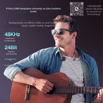 AI zvučna kartica s integriranim slušalicama i mikrofonom za prijenos uživo, raspon frekvencija 20Hz–20kHz, SNR ≥100 dB
