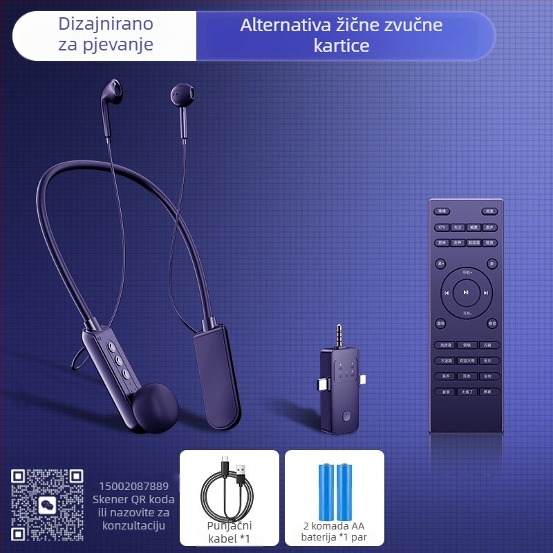 AI zvučna kartica s integriranim slušalicama i mikrofonom za prijenos uživo, raspon frekvencija 20Hz–20kHz, SNR ≥100 dB