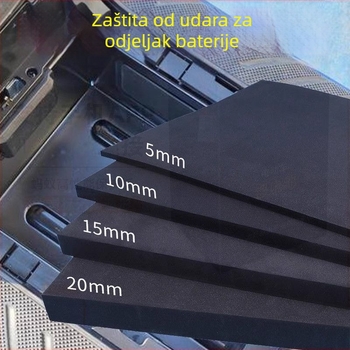 Set jastučića za pretinac baterije s bezljepljivim podloškama, amortizacijskim blokom i pjenastim bufferom; 2 kom + 1 kom; debljine 5/10/15/20 mm; rezanje za prilagodbu