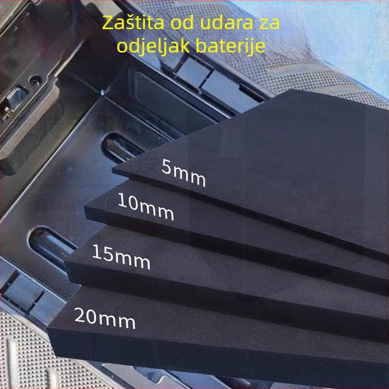 Set jastučića za pretinac baterije s bezljepljivim podloškama, amortizacijskim blokom i pjenastim bufferom; 2 kom + 1 kom; debljine 5/10/15/20 mm; rezanje za prilagodbu