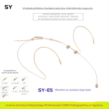 Kondenzatorski mikrofon za headset na glavi s ušnom kopčom – za live prijenos, govor na pozornici i podučavanje, Little Bee