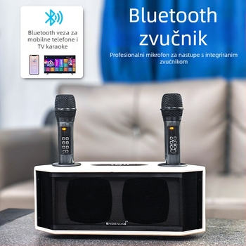 Bluetooth zvučnik all-in-one s bežičnim mikrofonom za prijenosno karaoke kod kuće ili na otvorenom