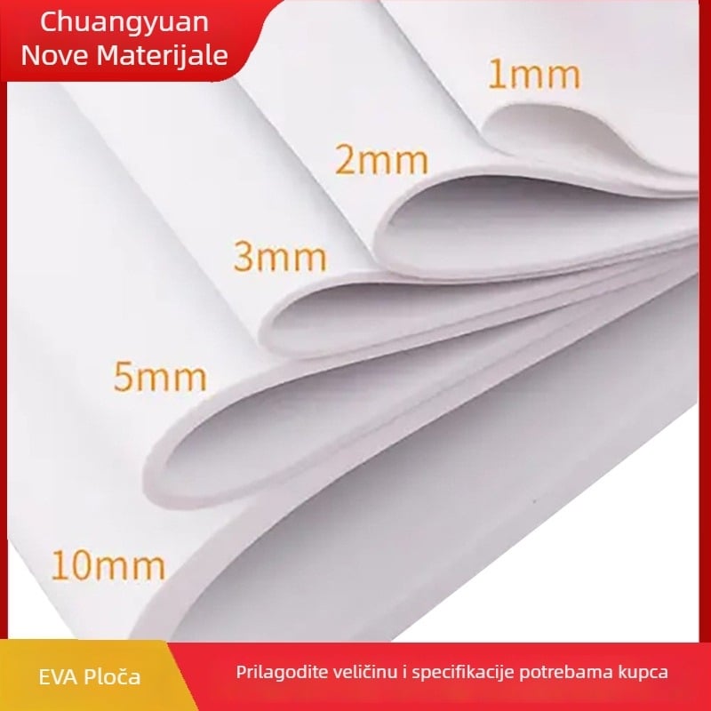 EVA pjena – ploče i rolni formati, materijal EVA, prilagodljiva debljina, gustoća 38–70 kg/m³, bez ispisa