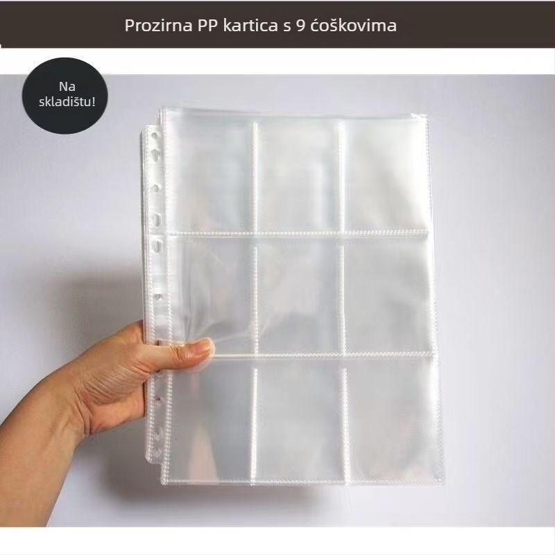 Album za pohranu kartica s 11 rupa, 3 sloja, unutarnje stranice s mrežom od 9 kvadrata, PP unutarnje stranice, prilagodljiv, kompatibilan s 3 otvorima