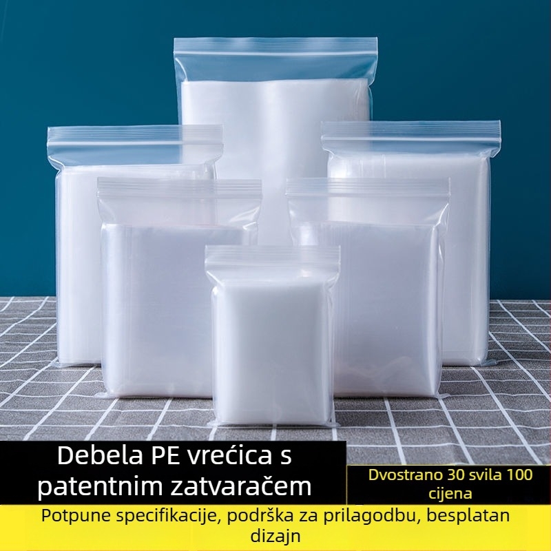 PE vrećica sa samozatvaranjem, debljine 30 mm, za morsku hranu, bilje i suhe namirnice, kućno skladištenje