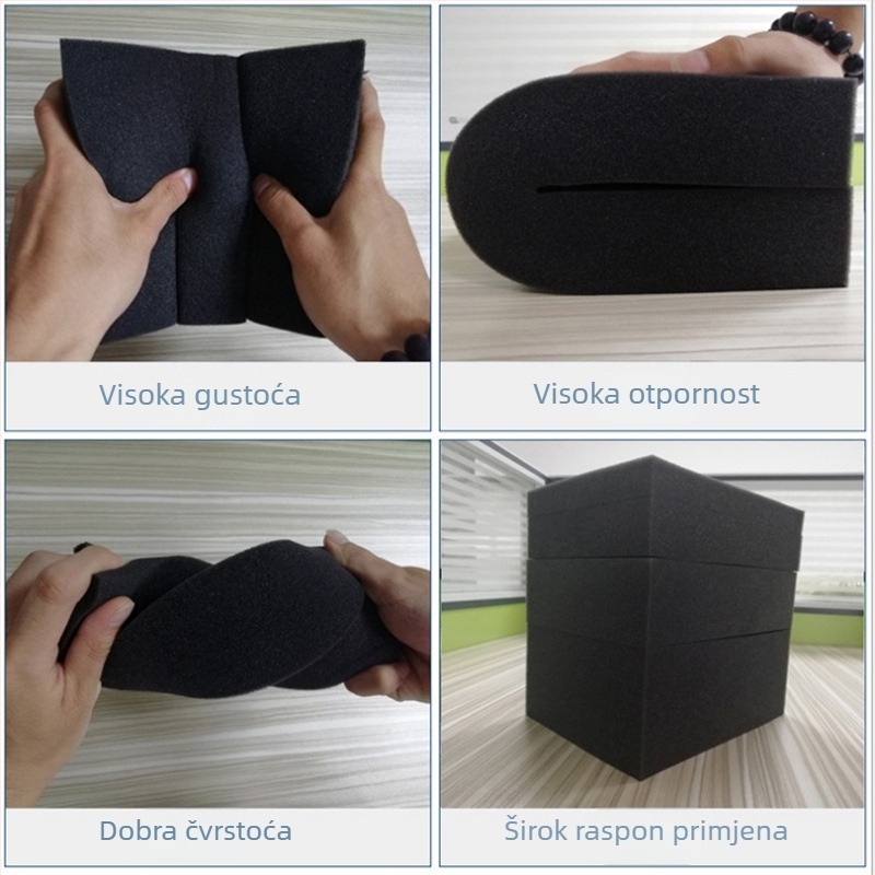 Crna pjena visoke gustoće, razne veličine za rezanje, obrada bijele pjene.