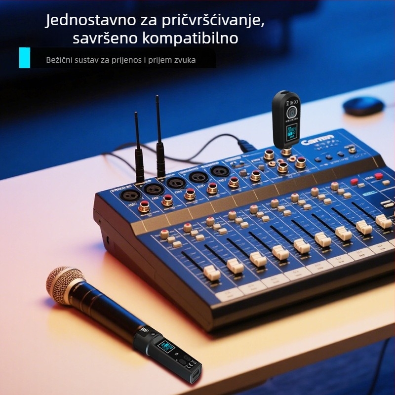 Bežično-kablovni sustav mikrofona s transmiterom i prijemnikom, dinamički ručni mikrofon za glazbene instrumente, redukcija šuma