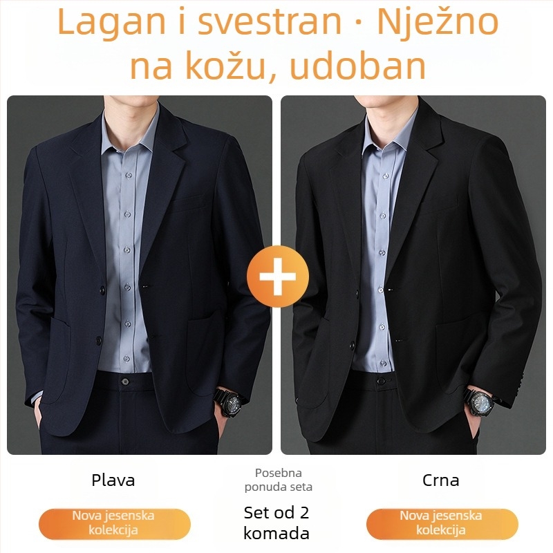 Romon muško casual sako, stojeći ovratnik, jednostruko kopčanje, široka silueta, tanke tkanine, glavni materijal: lan