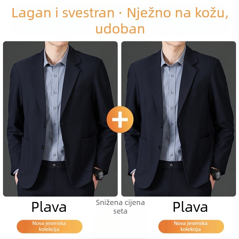 Romon muško casual sako, stojeći ovratnik, jednostruko kopčanje, široka silueta, tanke tkanine, glavni materijal: lan
