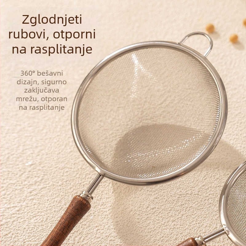 Nerđajući čelična cjedilo za brašno s ultra-finom mrežom, protuklizno i otporno na toplinu, prilagodljiva obrada