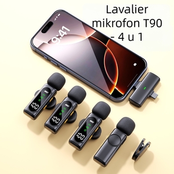 T90 3-u-1 digitalni zaslon, magnetski bežični lavalier mikrofon za vanjske prijenose uživo uz redukciju buke