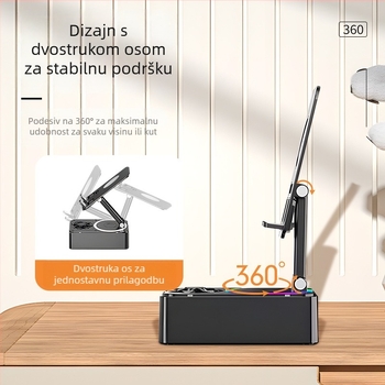 Bluetooth zvučnik sa držačem za telefon i karaoke mikrofonom, ugrađena baterija 100–300 mAh, 5W, USB napajanje, Bluetooth 5.3, raspon frekvencija 60 Hz–15 kHz
