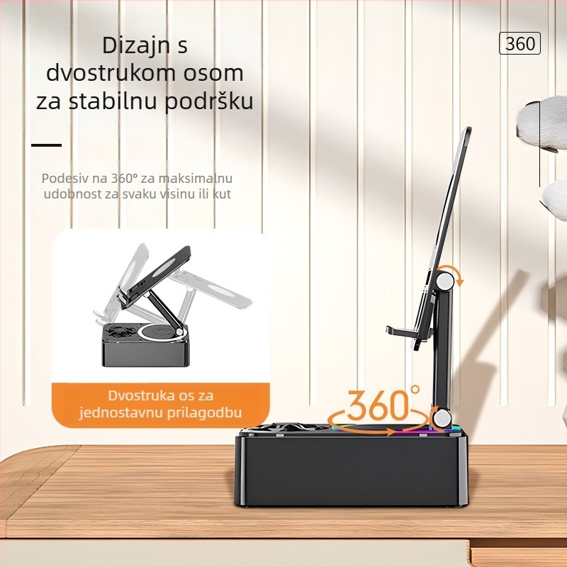 Bluetooth zvučnik sa držačem za telefon i karaoke mikrofonom, ugrađena baterija 100–300 mAh, 5W, USB napajanje, Bluetooth 5.3, raspon frekvencija 60 Hz–15 kHz