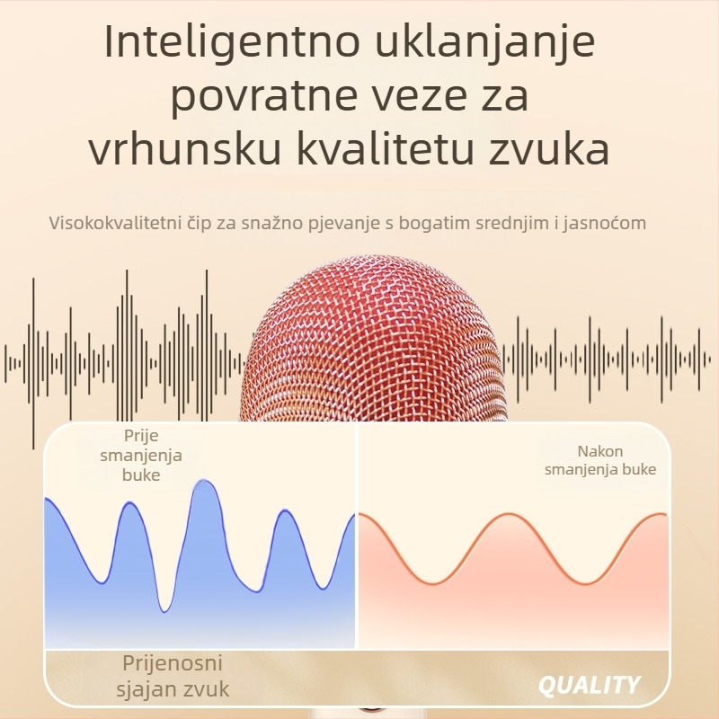 All-in-One karaoke Bluetooth zvučnik s ugrađenim mikrofonom – 5W, Bluetooth 5.0, 20Hz-20kHz, 1200–2000mAh, trajanje 3–6h
