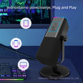 AUDIMATRIX USB/XLR kondenzatorski mikrofon s RGB osvjetljenjem, praćenje, 50Hz-15kHz, 5V