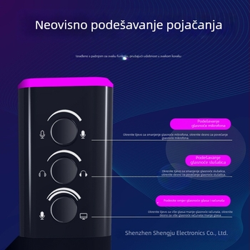 AUDIMATRIX USB/XLR kondenzatorski mikrofon s RGB osvjetljenjem, praćenje, 50Hz-15kHz, 5V