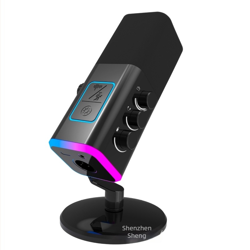 AUDIMATRIX USB/XLR kondenzatorski mikrofon s RGB osvjetljenjem, praćenje, 50Hz-15kHz, 5V