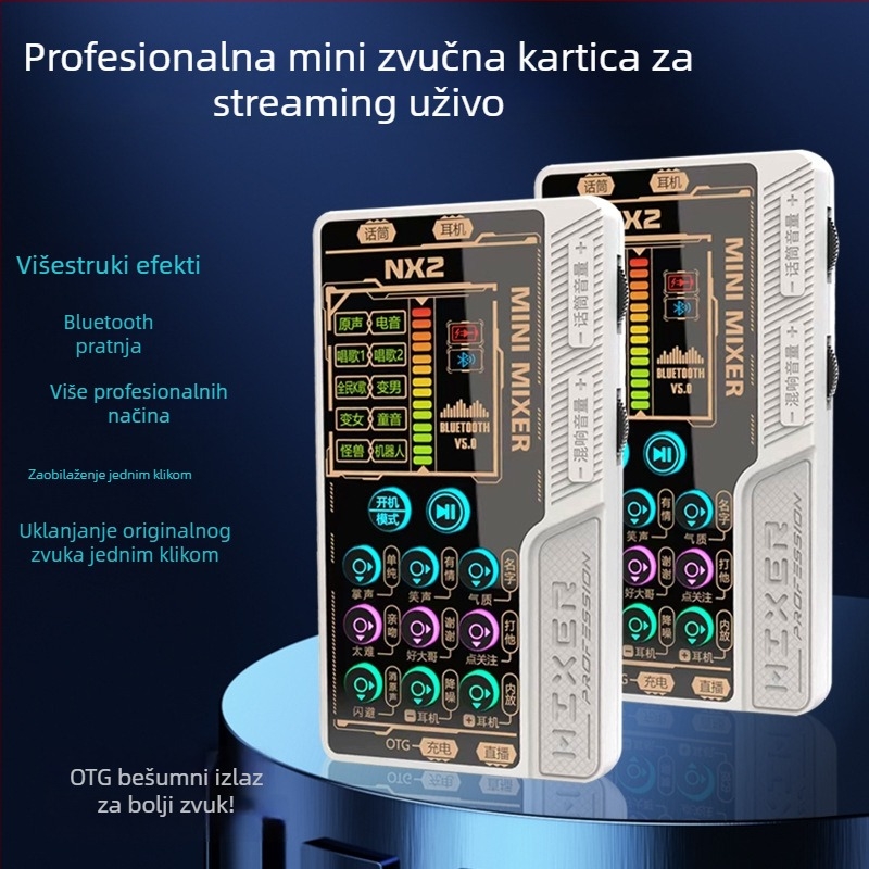 Nx2 Prijenosna zvučna kartica za live streaming i karaoke, set za telefon i PC