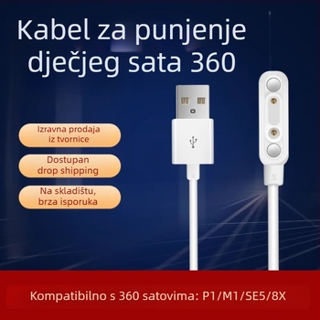 Magnetični USB kabel za punjenje i prijenos podataka za 360 dječji sat W910/M1 – Huixin