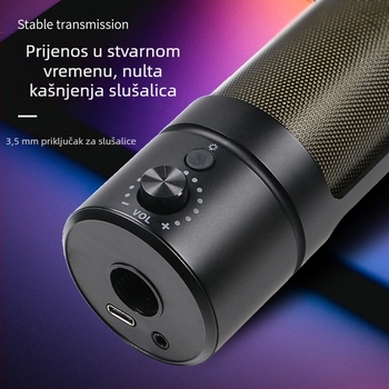 USB kondenzatorski mikrofon za stolni računalnik s RGB ambijentalnim osvjetljenjem, frekvencijski odziv 100 Hz–20 kHz, SNR ≥70 dB