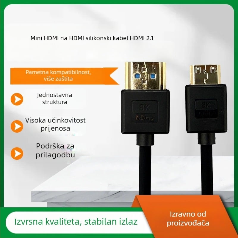 HDMI 2.1 silikonski kabel za prijenos podataka, ultra fleksibilan, 8K podrška, 48G propusnost