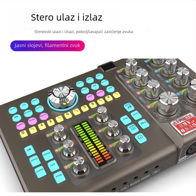 SK80 2-kanalna Bluetooth karaokena zvučna kartica za mobitele i PC – frekvencijski raspon 60 Hz–15 kHz, SNR ≥70 dB