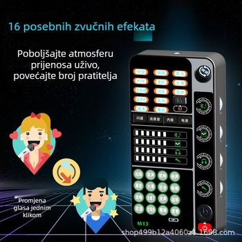 Karta zvuka za livestreaming sa promjenom glasa iz muškog u ženski glas, mikrofon s klipsom, za pozive, igre i karaoke – Novi model M13