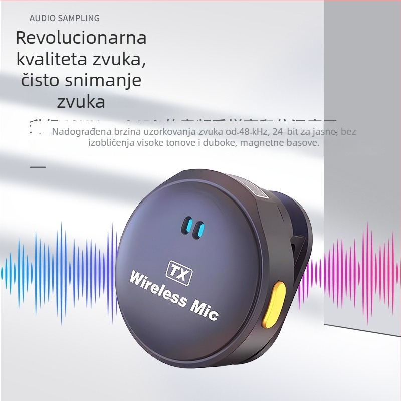 Bežični lavalier mikrofon s deaktiviranjem šuma, Bluetooth Q9, zvučna kartica, klips-on dvostruki mikrofon za mobilni streaming