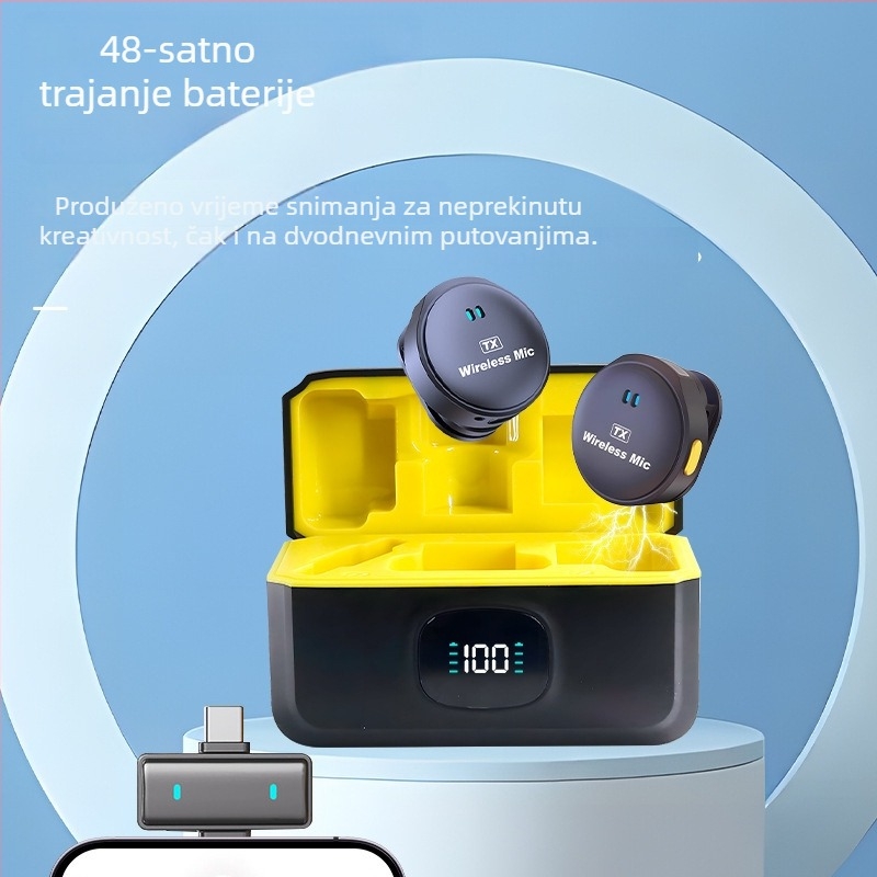 Bežični lavalier mikrofon s deaktiviranjem šuma, Bluetooth Q9, zvučna kartica, klips-on dvostruki mikrofon za mobilni streaming