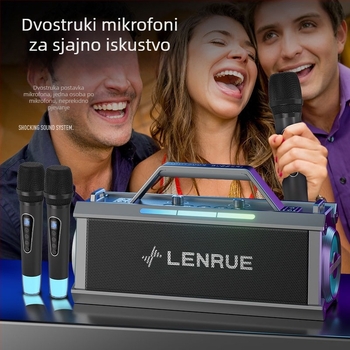 Vanjski karaoke Bluetooth zvučnik s mikrofonom, 30W, 3-zvučnički sustav, Bluetooth 5.3, IPX4