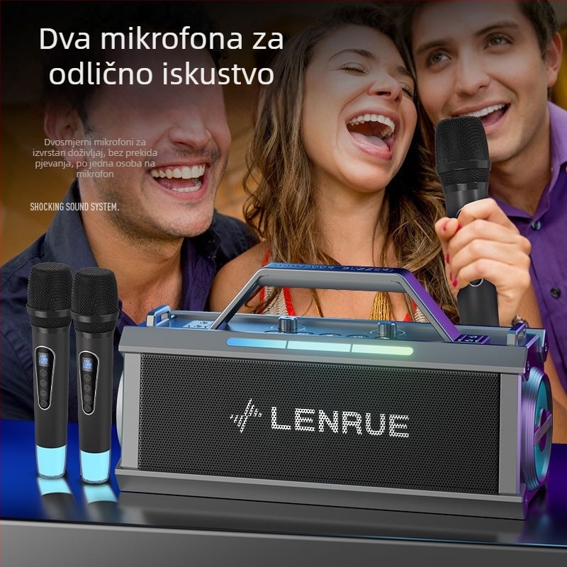 Vanjski karaoke Bluetooth zvučnik s mikrofonom, 30W, 3-zvučnički sustav, Bluetooth 5.3, IPX4