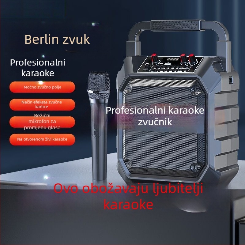 Karaoke sve-u-jednom zvučnik s ugrađenom baterijom, bežično punjenje, IPX4 vodootpornost, raspon frekvencija 40Hz–20kHz, SNR ≥100dB