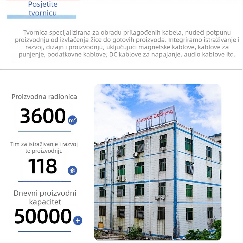 2-pinski magnetski USB kabel za punjenje za pametne naočale, dvostruki izlaz, 2,54 mm razmak pinova