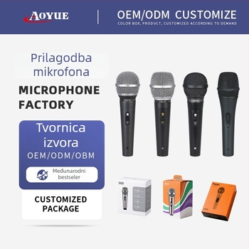 Dinamički žični mikrofon s metalnim kućištem za pozornicu i KTV vokal; pokretna zavojnica; raspon frekvencija 50 Hz–15 kHz; SNR ≥60 dB; kardioidni polaritet