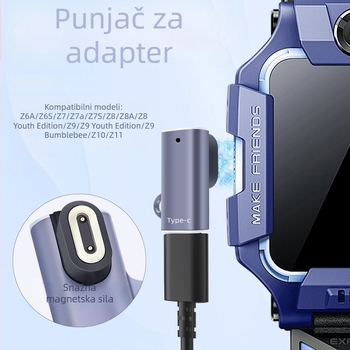 Rising Sun USB-C adapter za Little Genius dječji pametni sat s zaštićenim USB-C priključkom