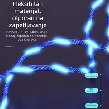 DY USB kabel 3-u-1 s razdjelnikom 1 na 3, brzo punjenje, opća kompatibilnost