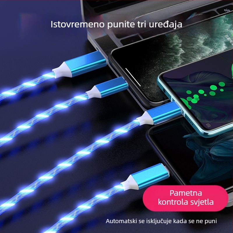 DY USB kabel 3-u-1 s razdjelnikom 1 na 3, brzo punjenje, opća kompatibilnost