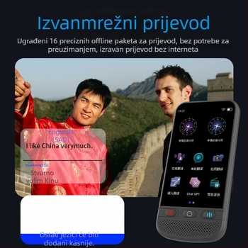 Prijenosni prevoditelj dijaloga u realnom vremenu s višestrukom simultanom tlumačenjem, model F6 Chinese Version, kućište ABS, Li-ion punjiva baterija, 8W zvučnik, podrška ponavljanja glasa